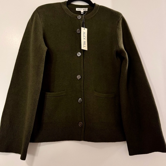 Alex Mill Provence Sweater Jacket In Olive Cotton Cashmere nwt Sz M - Picture 1 of 8